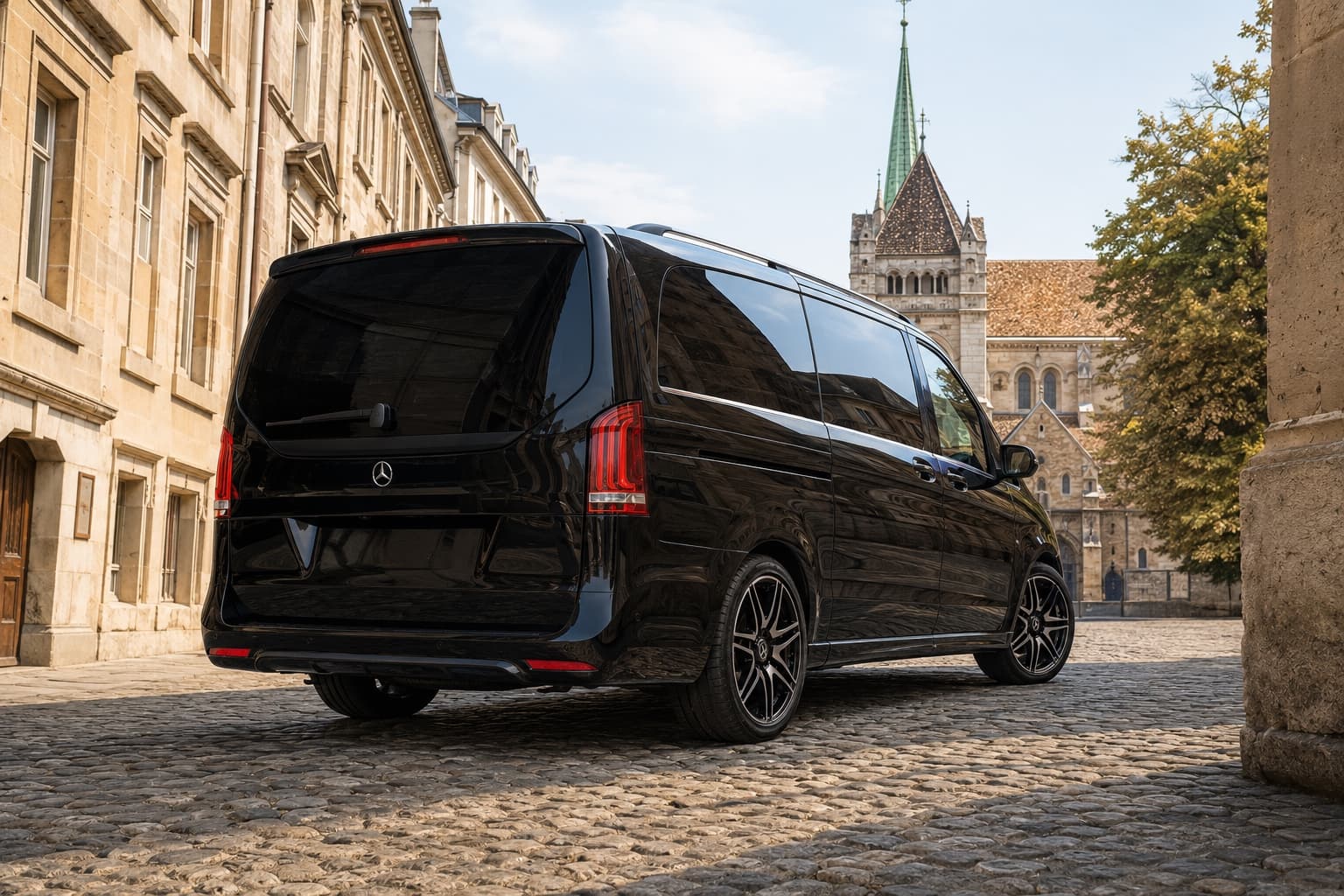 Mercedes-Benz Classe V VELMONT dans les rues pavées de la vieille ville de Genève